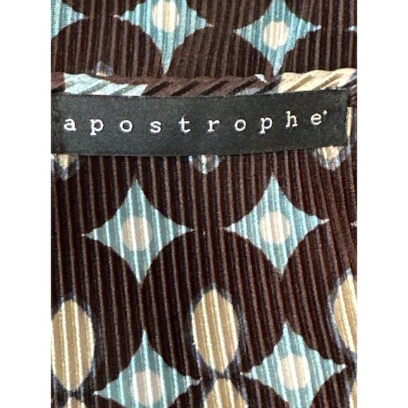 Apostrophe All Polyester Printed V-Neck Lightweight Long Sleeve Brown Abstract B - Picture 7 of 9